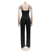 HBLL Women Club Outfits Spaghetti Strap Bodycon Jumpsuits Sparkly Rhinestone Romper Birthday Night Out One Piece Clubwear