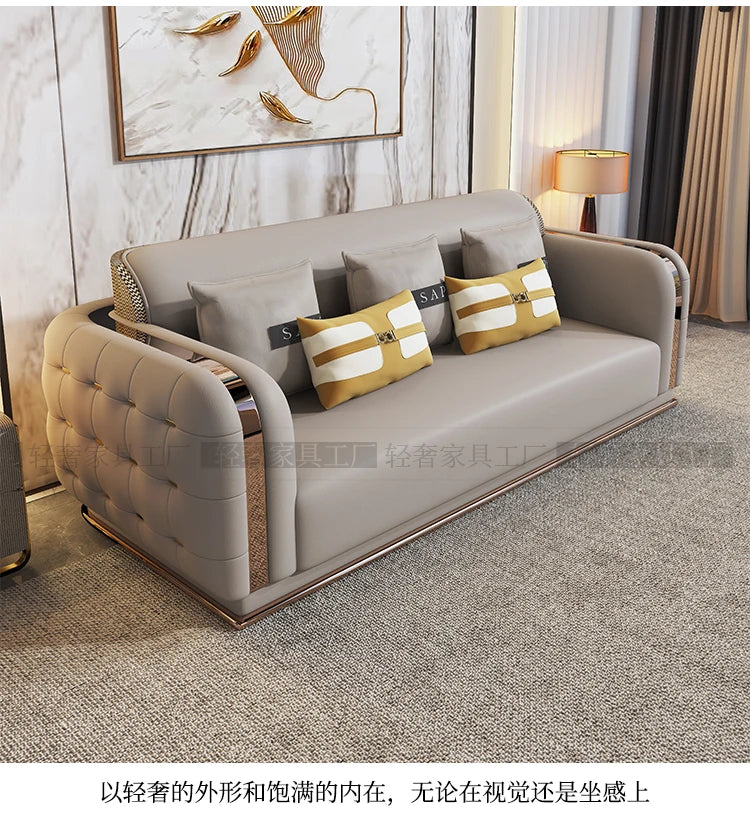 Luxury Fancy Living Room Sofa Genuine Leather Designer Italian Sofa Loveseat Single Canape Salon De Luxe Apartment Furniture