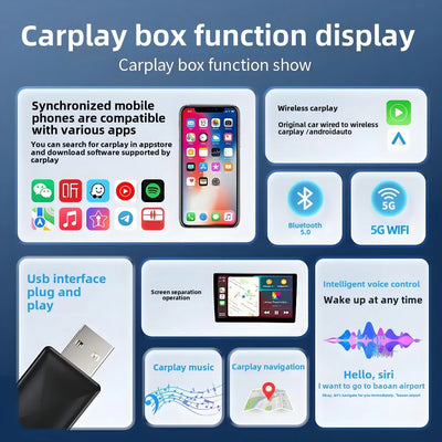 NEW Wireless Mini Box 2in1 CarPlay Android Auto Wireless Mini Box Adapter Smart Plug And Play Dongle Bluetooth WiFi Fast Connect
