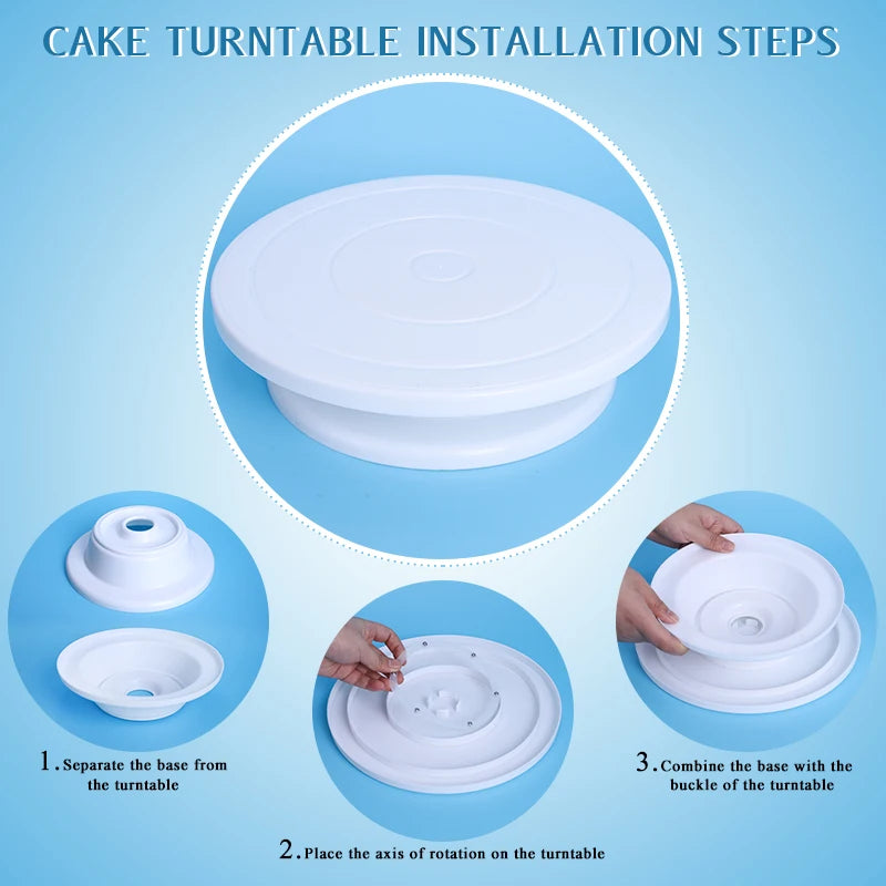 Pastry Turntable Kit Cake Decorating Supplies Baking Tools Accessories Rotating Stand Nozzles for Fondant