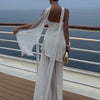 TARUXY Fashion Strapless Dress With Ribbon Female Elegant Sleeveless Mesh Beach Vacation Long Dress 2025 Spring New Women Dress