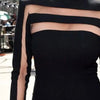 Yeezzi Female Fashion Sexy Mesh Split-Joint High Neck T-Shirts 2024 New Spring Long Sleeves Solid Color Skinny Tops For Women
