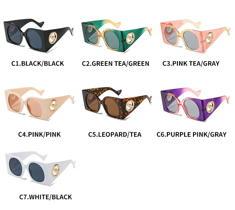 Colorful Square Sunglasses Women Men Two Color Frame Travel Sun Glasses Female Shades UV400 Male Gafas Oculos Brand Luxury