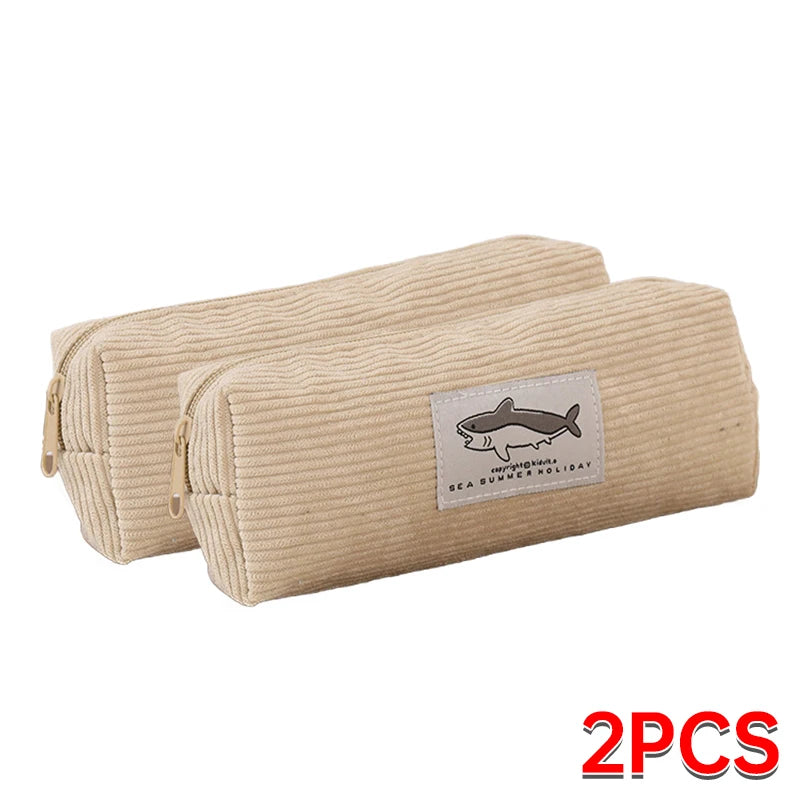 Cute Shark Pencil Case Embroidery Pen Bag Back to School Supplies Stationery Items for Girls Kids Desk Cute Accessories Gift