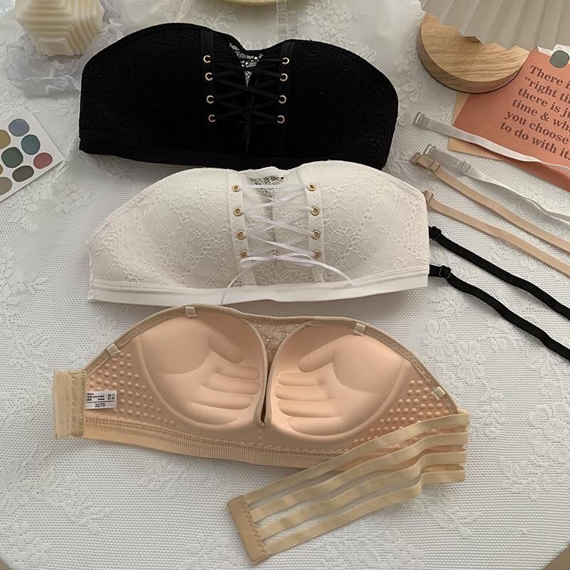 Non-Slip Bra Lace Tube Top Seamless Wireless Small Chest Push up Adjustable Sexy Beauty Back Underwear for Women