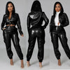 Women Pants Sets Two Piece Long Sleeve Cardigan Hidden Breasted Solid Zipper Fly Pencil Pants Slim Fit High Street Pockets