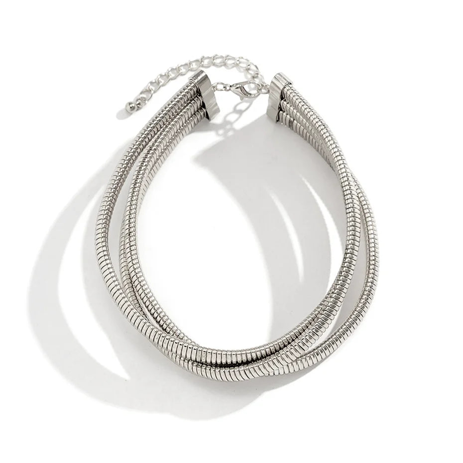 Ingemark Exaggerated Chunky Heavy Metal Twisted Torques Choker Necklace for Women Spiral Big Chain Grunge Jewelry Steampunk Men