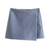 Willshela Women Fashion Solid Asymmetrical Side Zipper Skirts Shorts Vintage High Waist Female Chic Lady Shorts