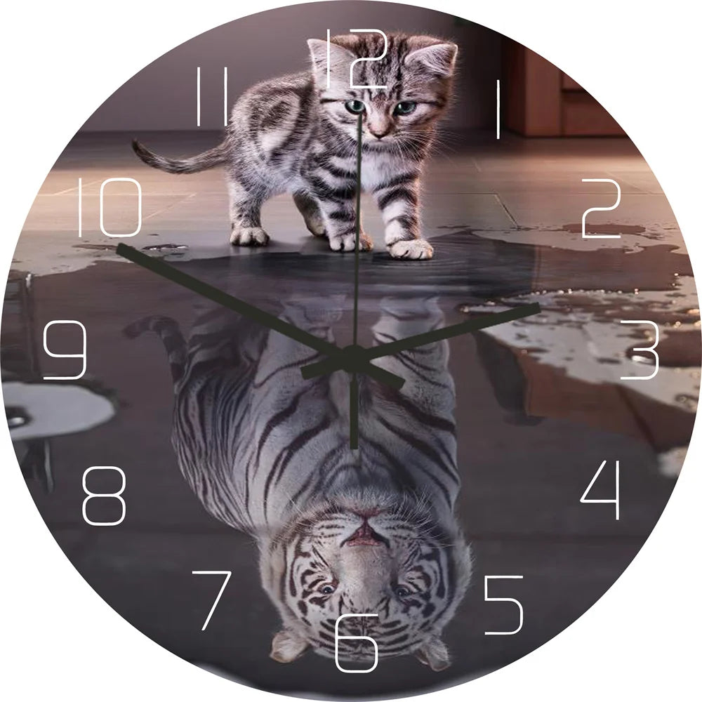 Funny Frog Acrylic Wall Clock Beach Starfish Record Marble Cat Retro Wall Decoration Clocks for Living Room Bedroom Office Home