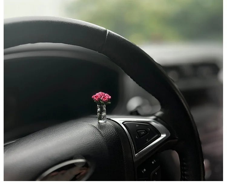 Dainty roses car center console window ornament mini cure car accessories ladies car personality beautiful interior ornaments