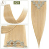 TESS 7Pcs/Set Human Hair Clip In Hair Extensions Natural Extension 14"-24" Full Head Blonde Human Hair Clip Ins Remy Hair Pieces