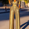 Bonboho Women's Solid Color Jumpsuit Deep V-neck Three-Quarter Sleeves High Waist Wide Leg Oe-piece Suit Summer Casual Jumpsuits