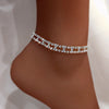 Flatfoosie Hip Hop Iced Out Chunky Cuban Chain Anklets For Women Luxury Rhinestone Link Ankle Bracelet Beach Barefoot Jewelry