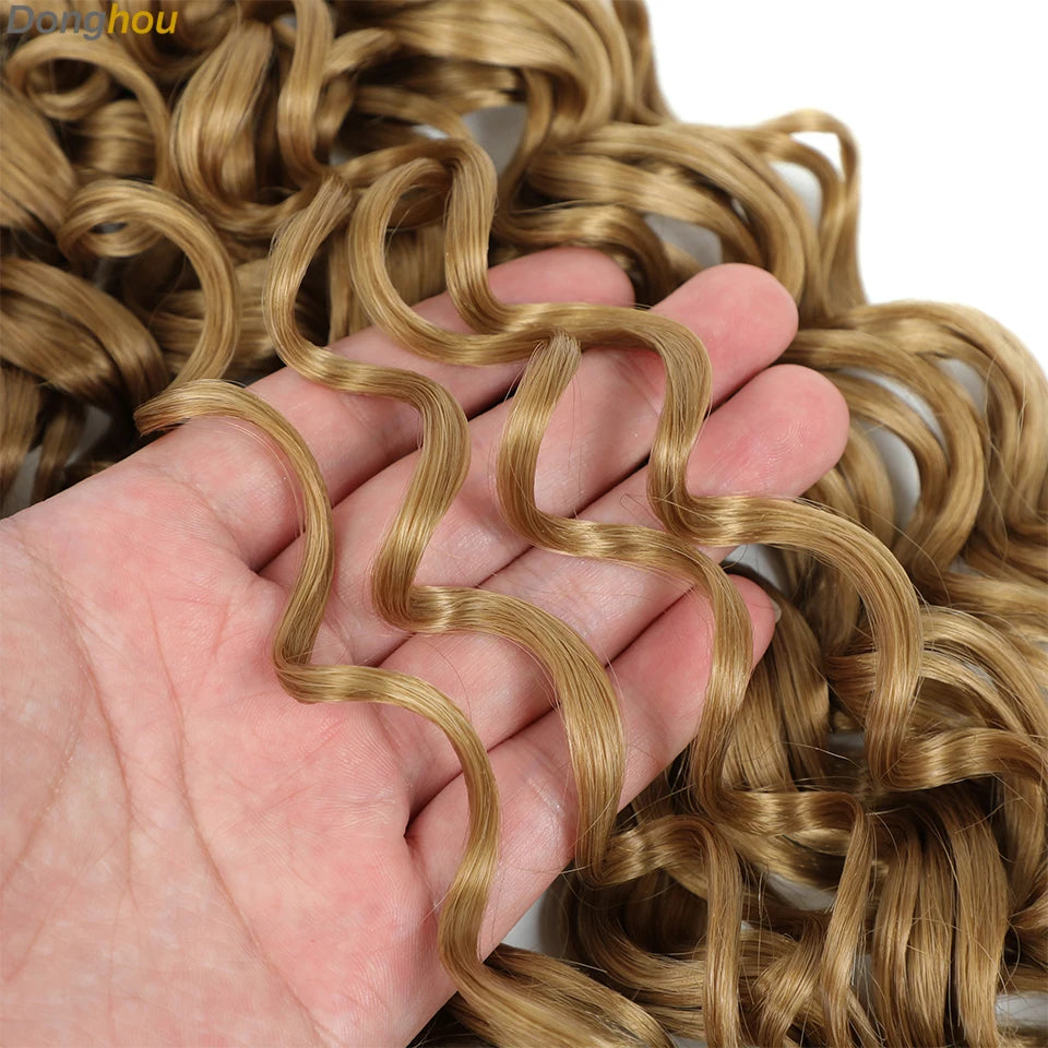 Beach Curl Crochet Hair Gogo Curl Crochet Hair 18 Inch Ombre Brown Blonde Bug Ginger T30 Synthetic Deep Wave Twist Crochet Braid