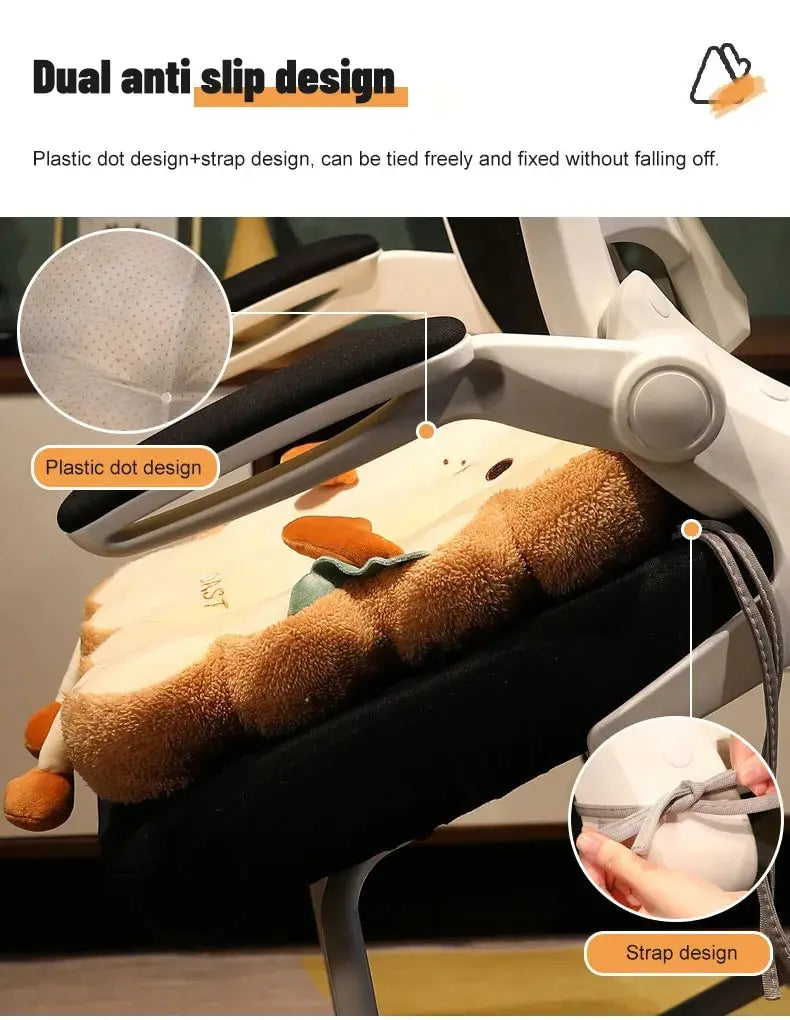 1pc Simulation Bread Toast Cushion Stuffed Memory Foam Pillow Sofa Chair Decor Seat Cushion Cute Student Chair Pad