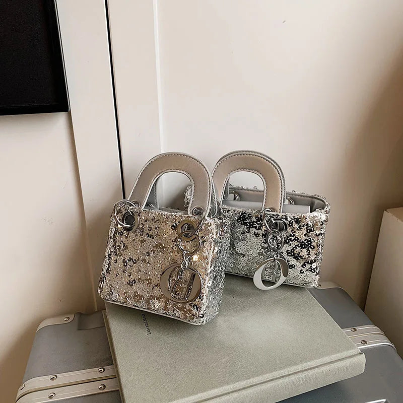 Sparkly Glitter Mini Evening Bag for Women, Designer Crossbody Shoulder Purse, Luxury Party Wedding Clutch, Unique Boutique Gift