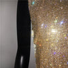 Sexy Rhinestone Backless Party Crop Top Women Glitter Turtleneck TShirt Adjustable Metal Chain Summer Nightculb Diamond Tank Top