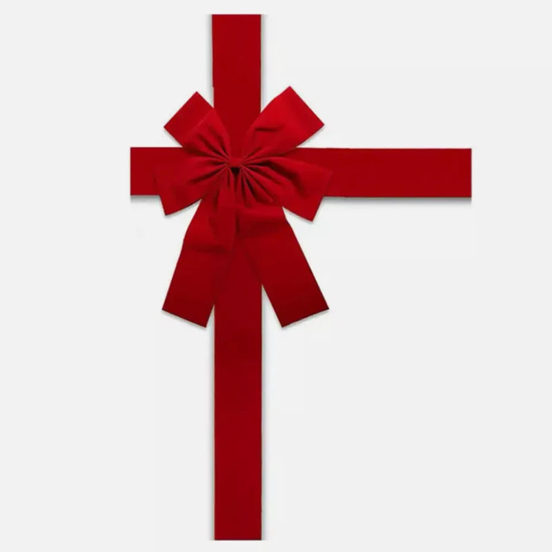 Christmas Front Door Decoration Hanging Bow Knot Imitation Linen Ribbon New Year Xmas Front Door Decor Big Bow Diy Material