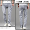 Summer Elastic Men's Jeans Fashion Gray Comfortable Business Straight Stretch Cotton Casual Denim Pants Brand Male Thin Trousers