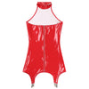 Sexy Women Skinny Dress with Suspender Garters Wetlook Faux Leather Sleeveless Zipper Short Party Dress Shiny Night Club Clothes