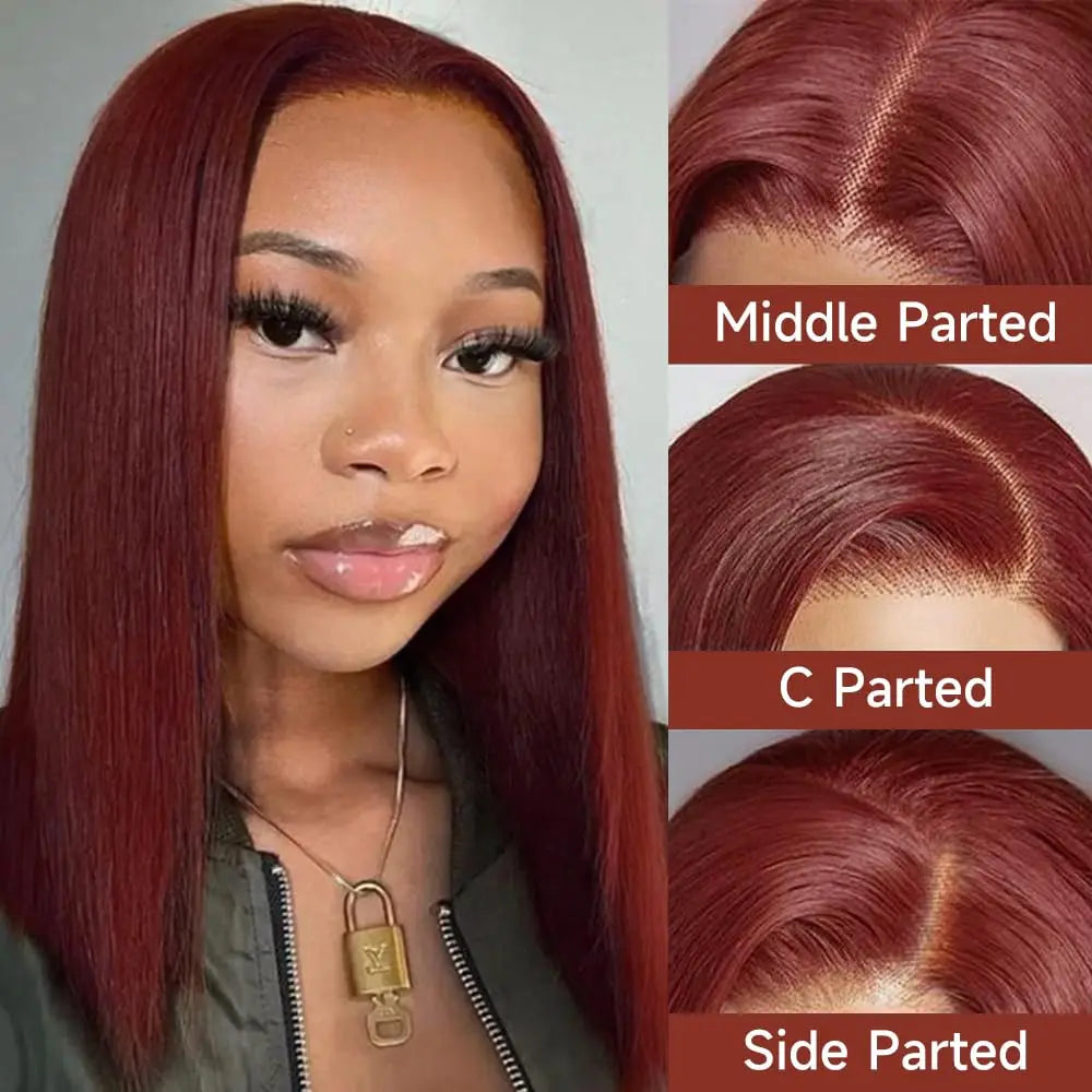 Reddish Brown Bob Wig Human Hair 13x4 Lace Front Wigs Human Hair Pre Plucked with Baby Hair Brazilian Virgin Human Hair