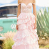 Amanda Elegant Off Shoulder Multilayer Prom Dress Customized Side High Split Lace Vestidos De Fiesta Princess Shiny فساتين سهرة
