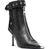 Belt Buckle Front Zipper Fashion Show Short Boots Women's Autumn Winter New Pointed Metal Decoration Red High Heels Ankle Boots
