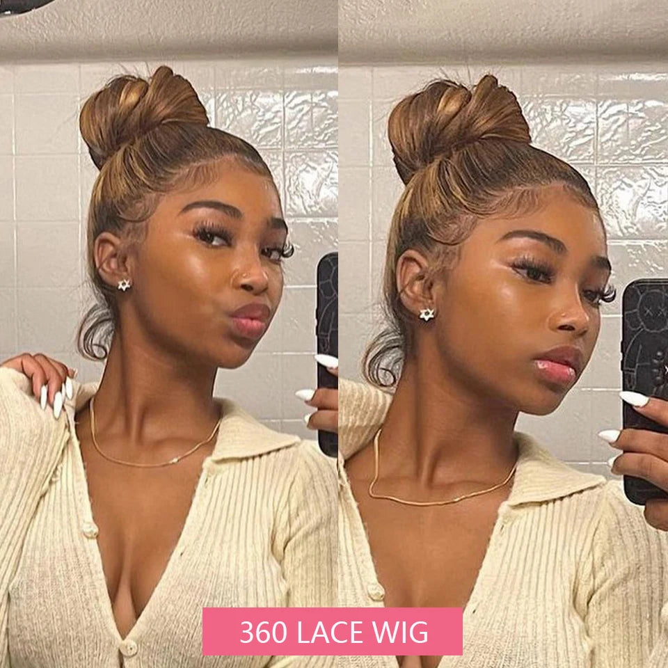 360 HD Lace Frontal Wigs 4/27 Highlight Wig Body Wave 13×6 13X4 Lace Front Wigs For Women Human Hair Loose Wave Virgin Brazilian