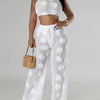 Sexy see through lace up vacation jumpsuits women summer body party club outfits streetwear womens jumpsuit Wide leg pants sets