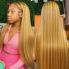 P4/27 Highlight Bone Straight 13x4 HD Lace Frontal Wigs Human Hair Brazilian Ombre Honey Blonde Colored Human Hair Wig For Women