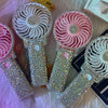 1pc AB/Clear Mixed Crystal Summer Hand Fan,Bling Sparkle Stunning Girls' Photography Party Accessoriess