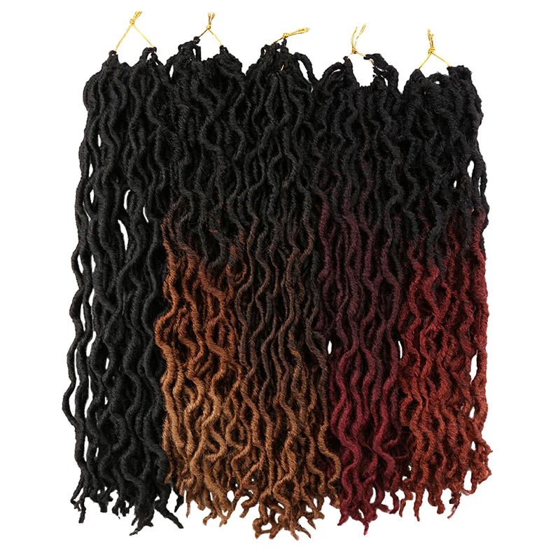 Goddess Faux Locs Crochet Hair Soft Curly Dreadlocks Hair Extensions Synthetic Braiding Hair Ombre Crochet Locs Wholesale Braids