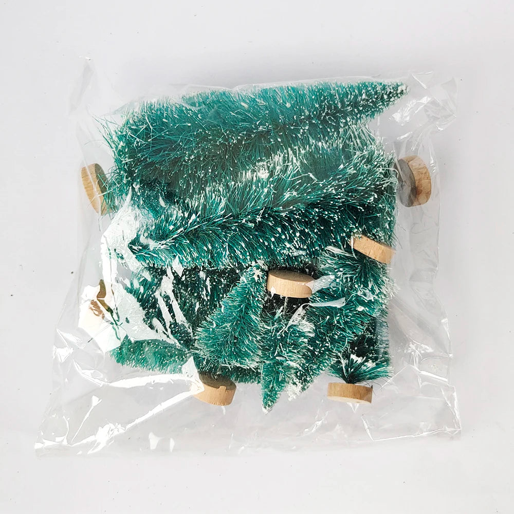 5/8pcs Mini Christmas Trees Small Artificial Christmas Tree Ornament Cedar Pine Sisal Tabletop Merry Christmas Party Decoration