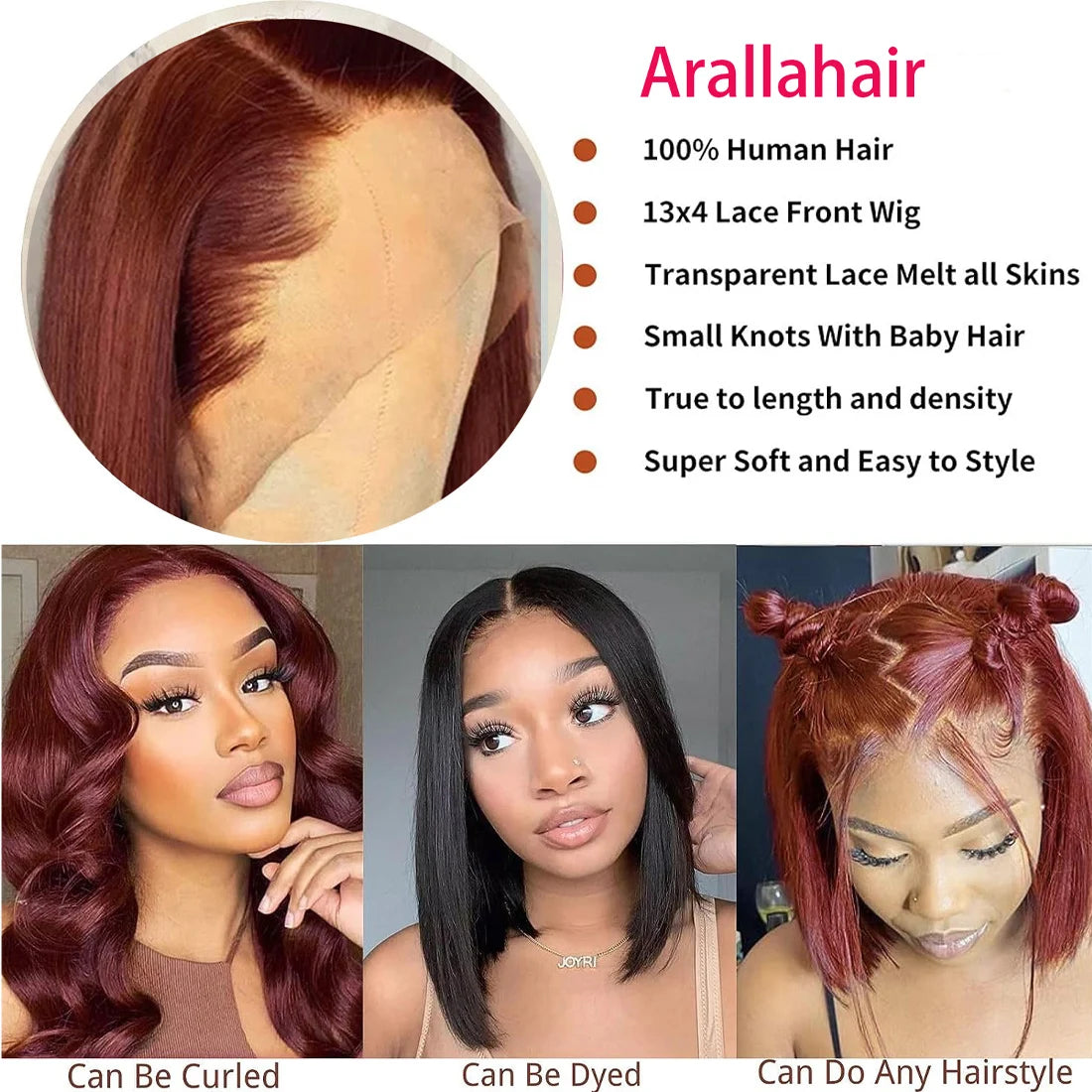Reddish Brown Bob Wig Human Hair 13x4 Lace Front Wigs Human Hair Pre Plucked with Baby Hair Brazilian Virgin Human Hair