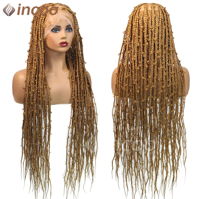 36 Inches Synthetic Lace Braided Wigs Butterfly Braids Lace Wig For Black Women Braid Wigs On Sale Clearance Box Braids Lace Wig