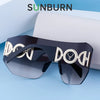 Oversized Shield Rimless Punk Sunglasses Women 2024 Luxury Brand Fashion Winged Sun Glasses For Ladies Shades Eyewear UV400