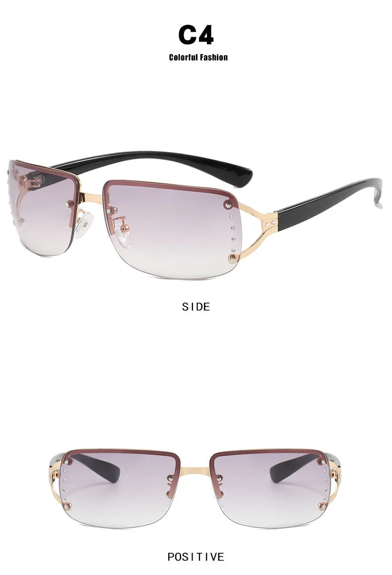 New Frameless Decorative Diamond Sunglasses Women's Design Brand Luxury Sun Glasses Outdoor Leisure Eyewear UV400 Gafas De Sol