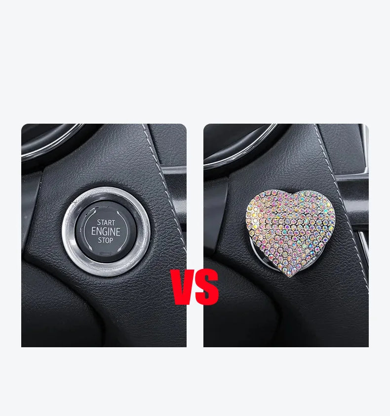 Crystal Engine Ignition Onekey Start Stop Push Button Switch Protective Cover Bling Girls Auto Accessories Car Interior Decor