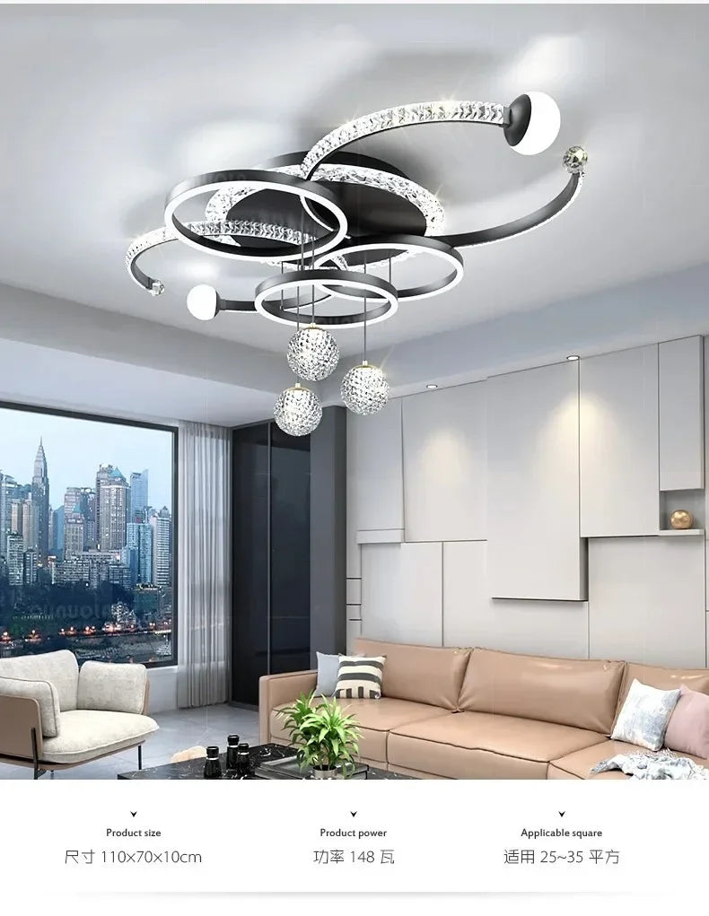 Modern Minimalist LED Ceiling Light Personalized Creative Ring Living Room Lights Gold Atmosphere Bedroom Study Chandelier