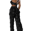 Sexy see through lace up vacation jumpsuits women summer body party club outfits streetwear womens jumpsuit Wide leg pants sets