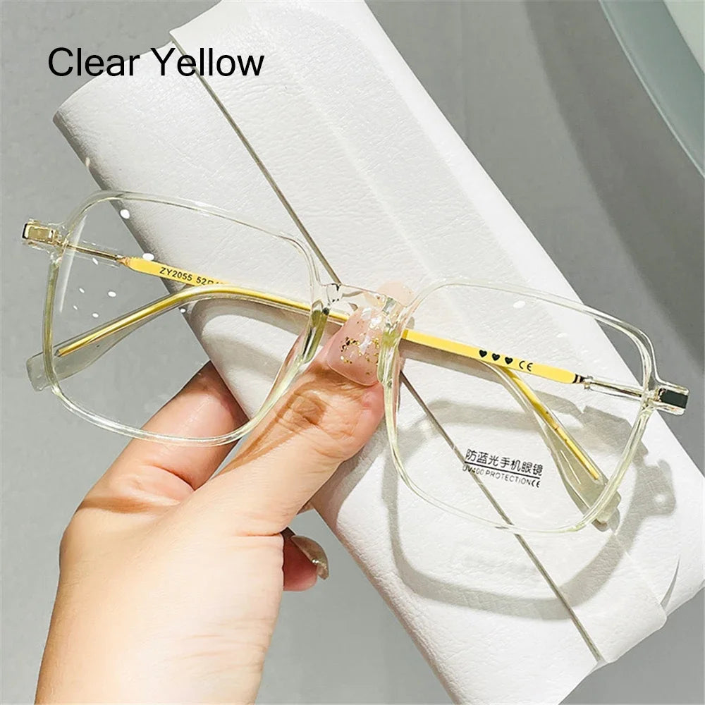 Retro Square Anti-Blue Light Glasses for Women Stylish Clear Frame Anti Radiation Glasses Transparent gafas de sol
