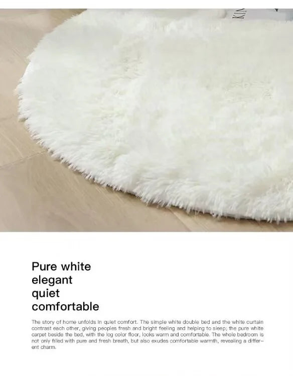 Plush round carpet living Room Decoration Children's Bedroom fluffy white carpet non-slip blanket bedside design Room play mat