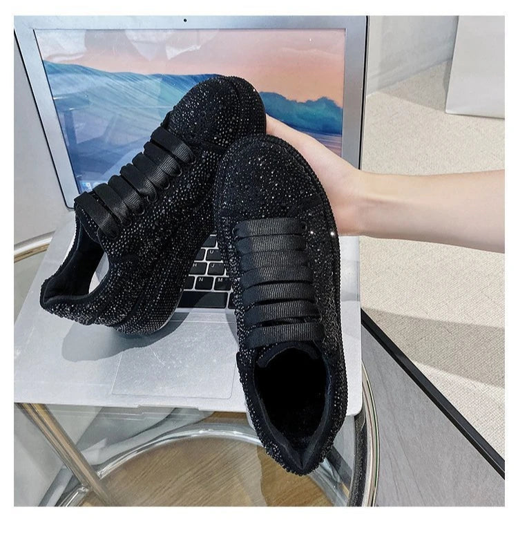 Brand Women's Sneakers Luxury Rhinestones Women Causal Shoes Designer Platform Sport Shoes Fashion Comfort Women Shoes Plus Size