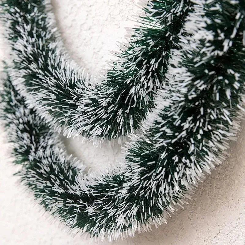 Christmas Tinsel Ribbons Garland Green Cane Wreath Xmas Tree Hanging Pendent Ornaments Wedding Party Supplies Home Decor
