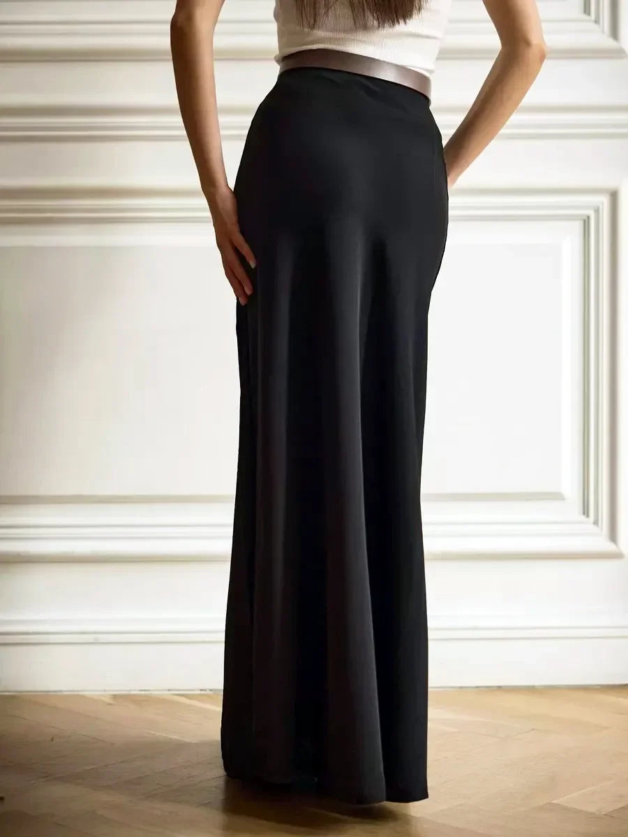 Wolfeel Casual Satin Women'S Skirt Spring Summer Fashion Loose High Waist Maxi Skirts Elegant Simple Slik Fishtail Skirt