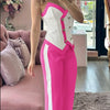Spring Summer Sleeveless Suit Fashion Print Two Piece Sets Women Sexy V-neck Button Metal Sling Top & Wide Leg Pants Outfits
