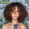 Ombre Blonde Wear and Go Glueless Short Curly 250% Density Human Hair Wigs Princess Hair Ready To Wear Lace Frontal Wigs