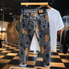 Mens Jeans Embroidered Leg Slimming Trousers Casual Streetwear Versatile Personalized Pencil Pants Men'S Wear 2024 Spring New