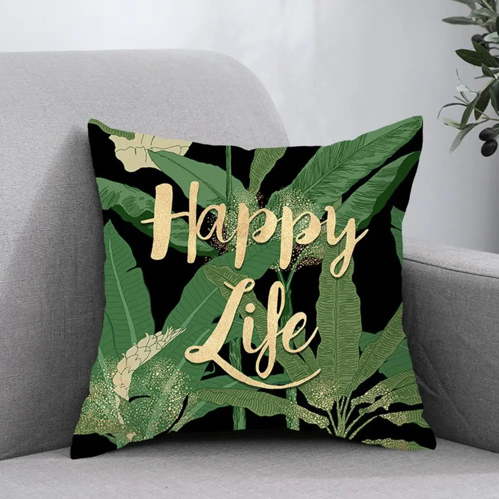 45cm Cushion Case Removable Polyester Green Plant Print Pillowcase Tropical Leaf Cactus Monstera Throw Cushion Cover Home Decor