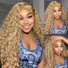 Honey Blonde Human Hair Wig Curly Wigs 13x6 Hd Lace Frontal Wig 13x4 Deep Wave Frontal Wig 30 Inch #27 Colored Human Hair Wigs